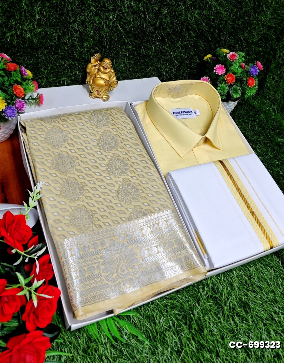 COUPLE COMBO MATCHING AND MATCHING TRADITIONAL SET MATCHING COMBO FOR FESTIVAL SEASONS - LIGHT SANDLE