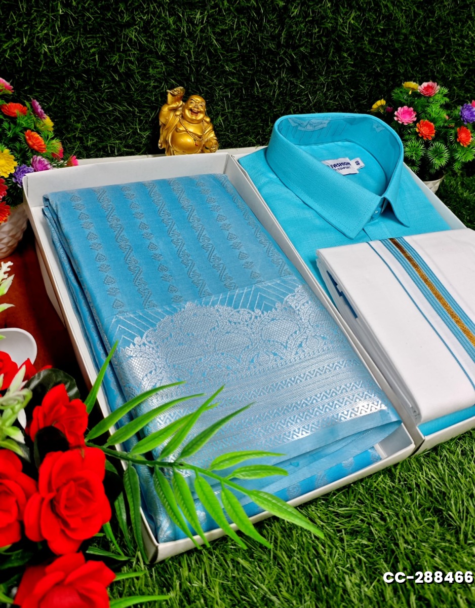 COUPLE COMBO MATCHING AND MATCHING TRADITIONAL SET MATCHING COMBO FOR FESTIVAL SEASONS - TUQUOISE (1)