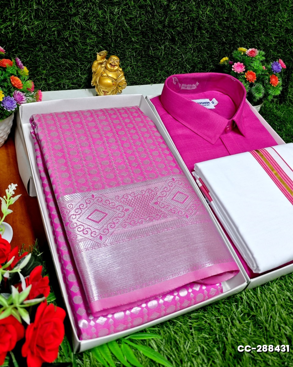 COUPLE COMBO MATCHING AND MATCHING TRADITIONAL SET MATCHING COMBO FOR FESTIVAL SEASONS - DARK PINK (1)