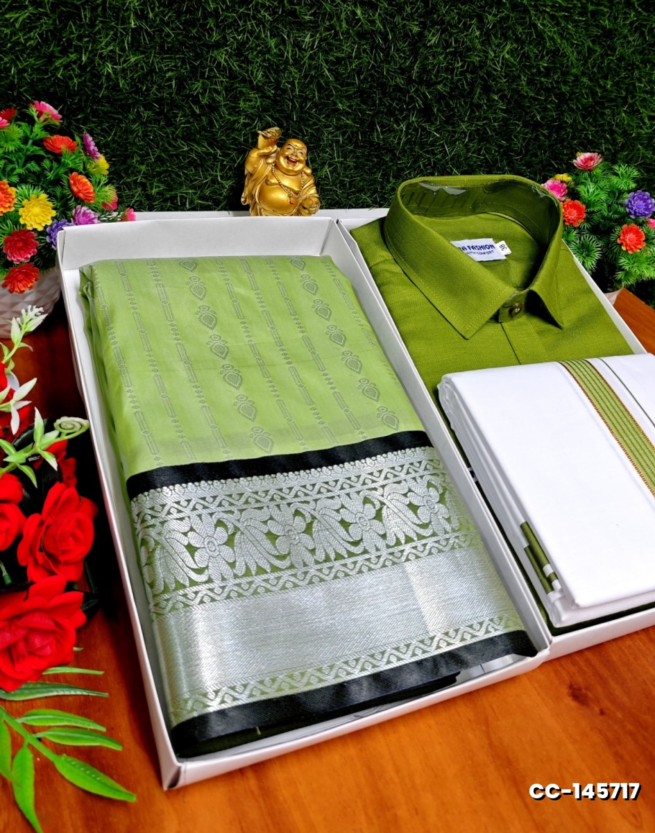 COUPLE COMBO MATCHING AND MATCHING TRADITIONAL SET MATCHING COMBO FOR FESTIVAL SEASONS - OLIVE GREEN (2)
