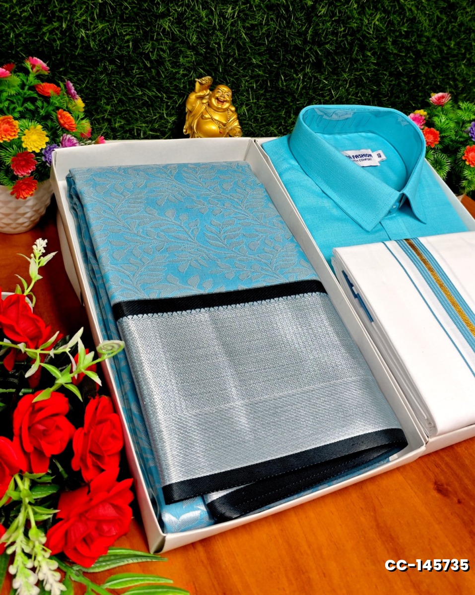 COUPLE COMBO MATCHING AND MATCHING TRADITIONAL SET MATCHING COMBO FOR FESTIVAL SEASONS - DARK SKY BLUE (2)