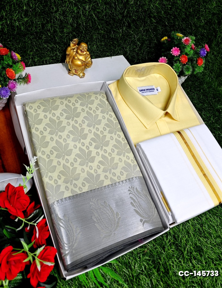 COUPLE COMBO MATCHING AND MATCHING TRADITIONAL SET MATCHING COMBO FOR FESTIVAL SEASONS - CREAM (2)