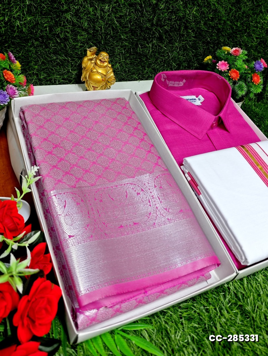 COUPLE COMBO MATCHING AND MATCHING TRADITIONAL SET MATCHING COMBO FOR FESTIVAL SEASONS - DARK PINK (3)