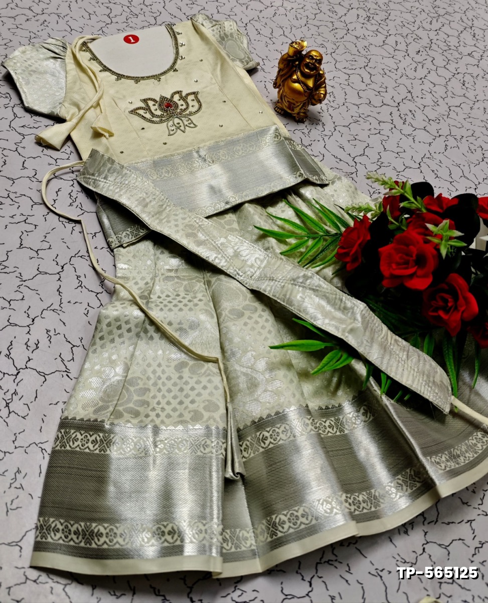 FESTIVAL AND FUNCTION WEAR TRADITIONAL KIDS PATTU PAVADAI STONE WORK DESIGN