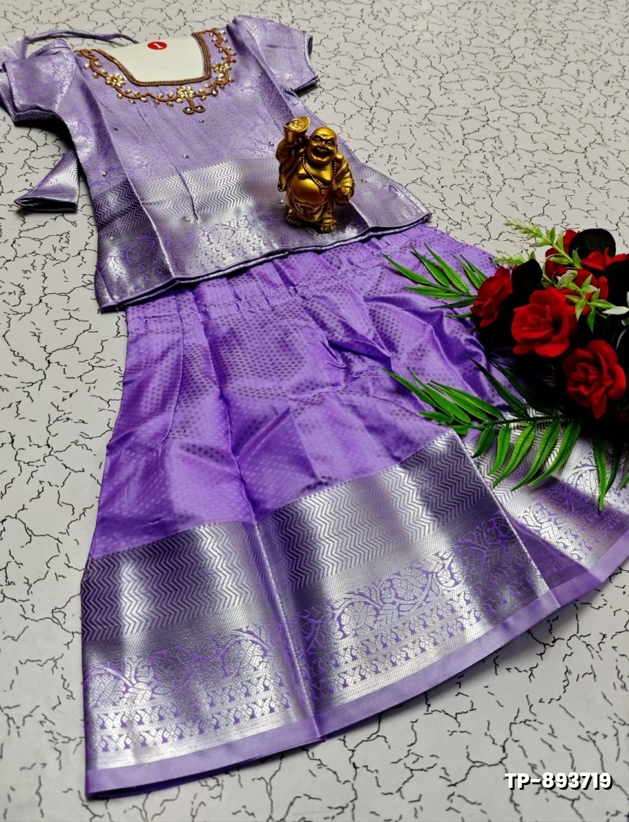 FESTIVAL AND FUNCTION WEAR TRADITIONAL KIDS PATTU PAVADAI STONE WORK DESIGN  - LEVENDOR (1)