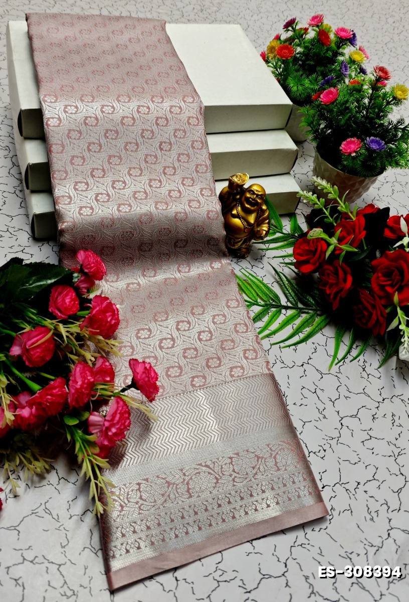 BRIDAL SILK GOLD SILVAR AND COPPER ZARI WEAVE AND WEDDING ART SILK SAREES - CHOCOLATE COLOR (2)
