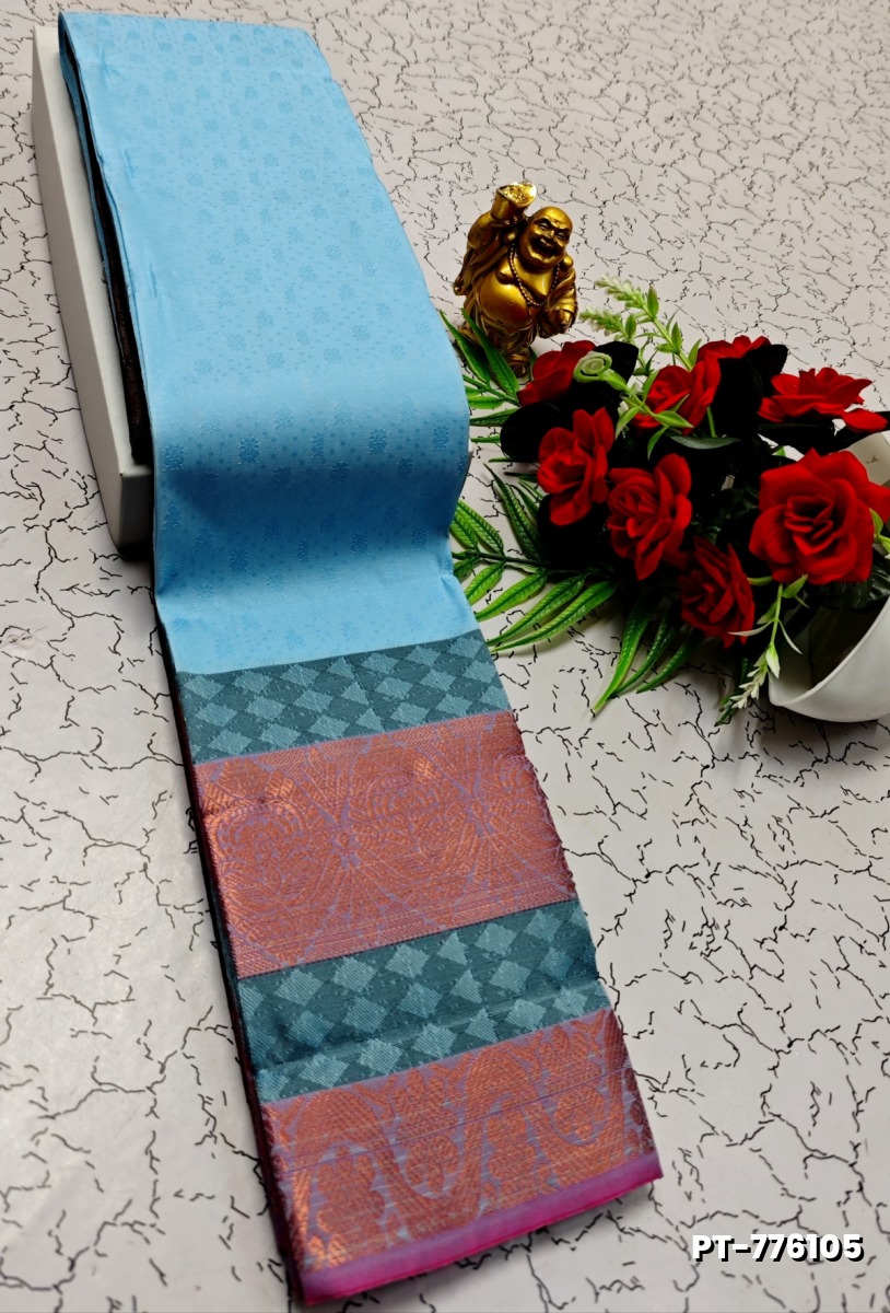 SOFT SILK FANCY BEST QUALITY POONTAMIL SOFT SILK SAREES - SKY BLUE