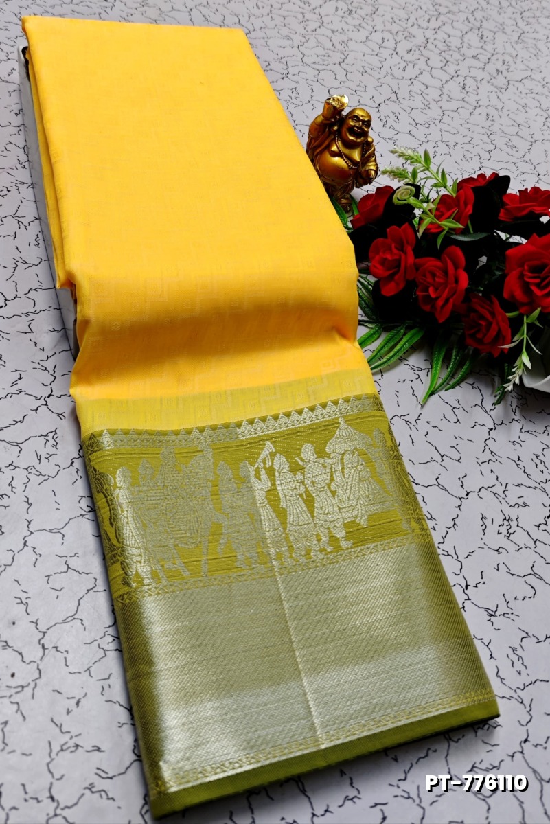 SOFT SILK FANCY BEST QUALITY POONTAMIL SOFT SILK SAREES - YELLOW (1)