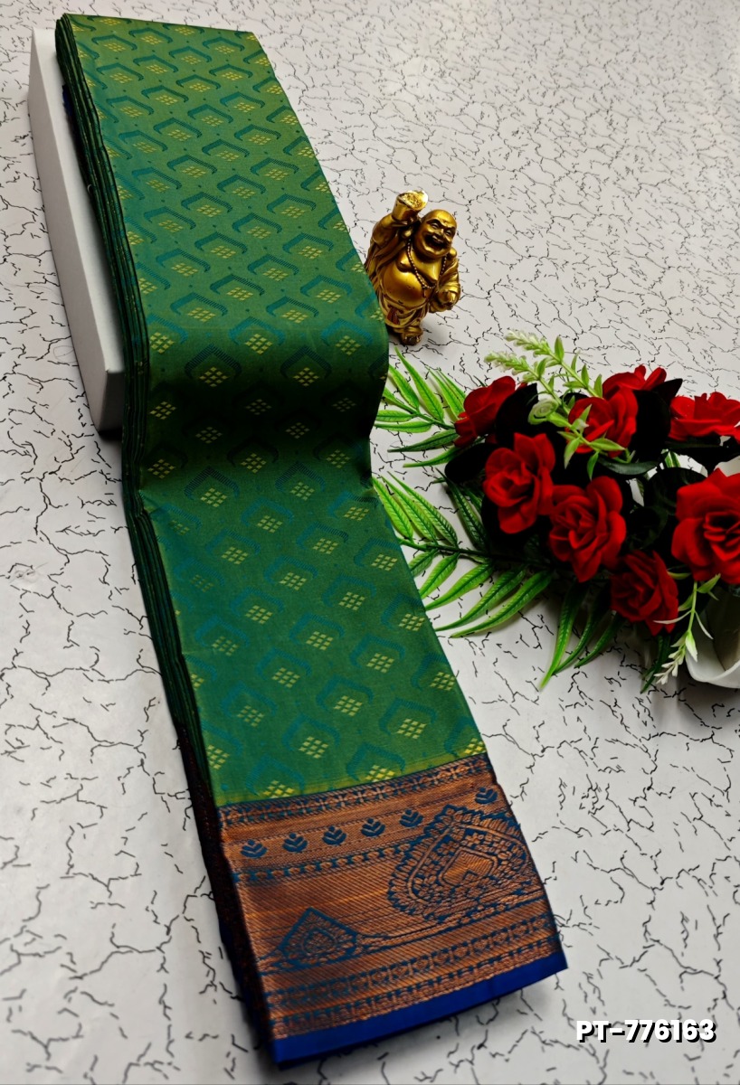 SOFT SILK FANCY BEST QUALITY POONTAMIL SOFT SILK SAREES - GREEN COLOUR