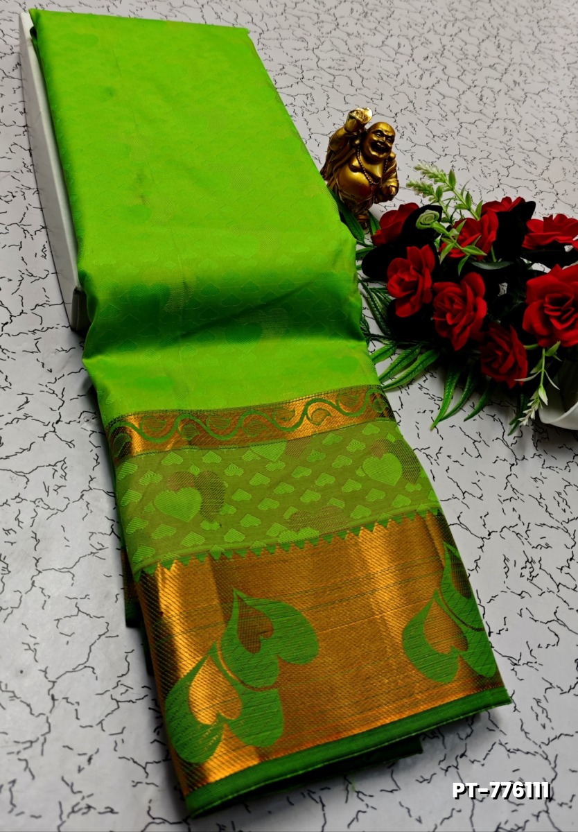 SOFT SILK FANCY BEST QUALITY POONTAMIL SOFT SILK SAREES - PARET GREEN (1)