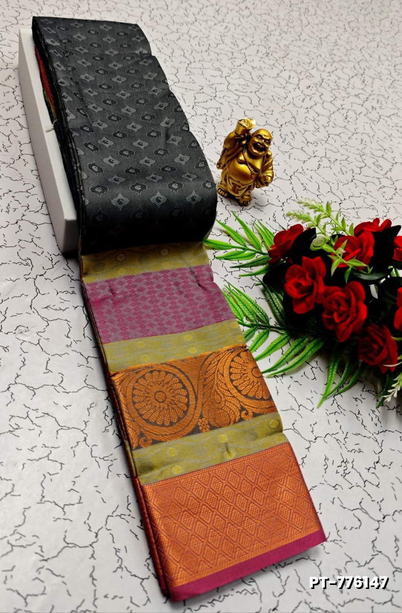SOFT SILK FANCY BEST QUALITY POONTAMIL SOFT SILK SAREES - GRAY (1)