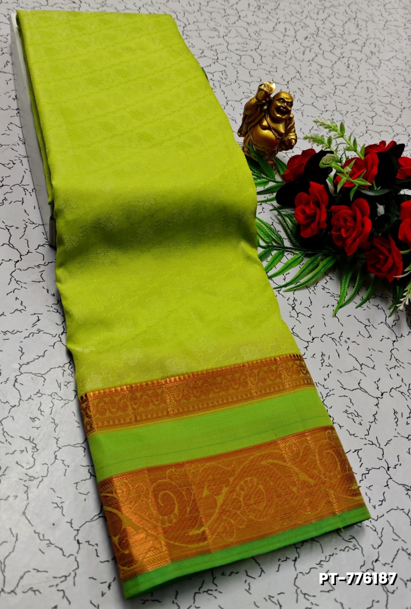 SOFT SILK FANCY BEST QUALITY POONTAMIL SOFT SILK SAREES - FLORAISON GREEN